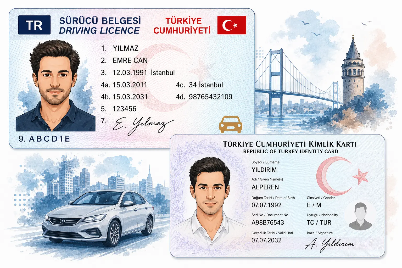 Psikoteknik belgesi için gerekli evraklar — kimlik kartı ve sürücü belgesi